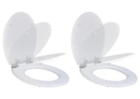 Capace WC cu închidere silențioasă, 2 buc, alb, MDF - 1/5