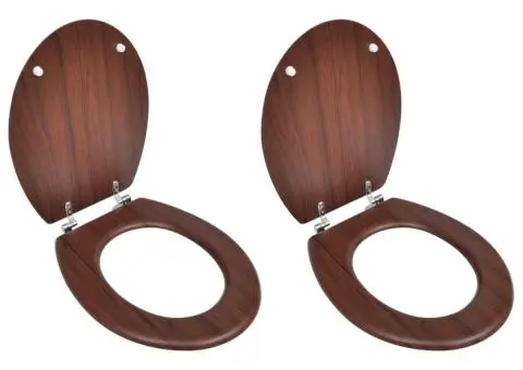 Capace WC, 2 buc., maro, MDF - 1/5