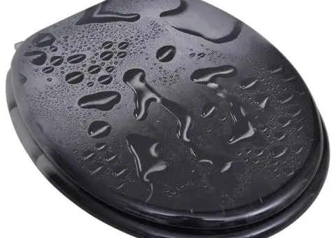 Capace WC, 2 buc., MDF, model picături de apă - 2/5