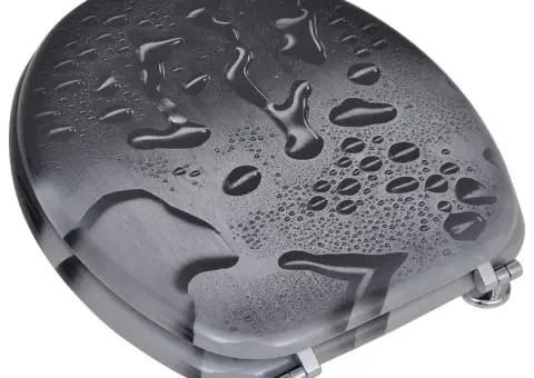 Capace WC, 2 buc., MDF, model picături de apă - 4/5