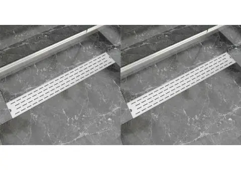 Rigolă liniară de duș, 2 buc. 830x140 mm oțel inoxidabil, linii - 1/5