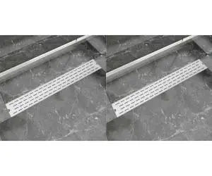 vidaXL Rigolă liniară de duș, 2 buc. 830x140 mm oțel inoxidabil, linii