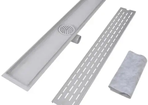 Rigolă liniară de duș, 2 buc. 830x140 mm oțel inoxidabil, linii - 4/5