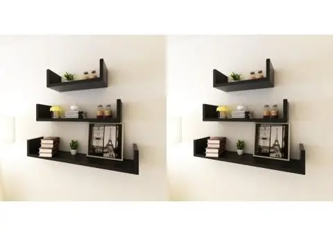 Rafturi de perete, 6 buc., negru - 1/5