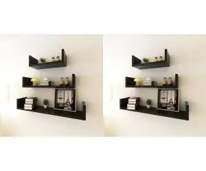 vidaXL Rafturi de perete, 6 buc., negru