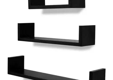 Rafturi de perete, 6 buc., negru - 2/5