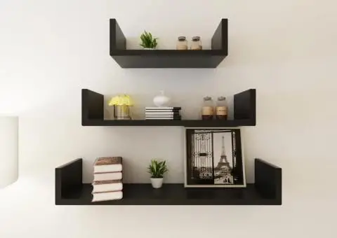 Rafturi de perete, 6 buc., negru - 3/5