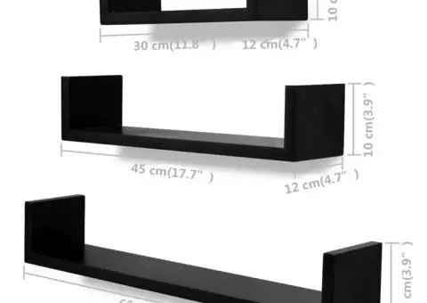 Rafturi de perete, 6 buc., negru - 5/5