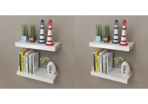 Rafturi de perete, 4 buc., alb, 40 cm - 1/5