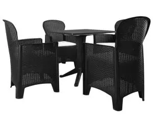 vidaXL Set mobilier de exterior, 5 piese, antracit, plastic ratan
