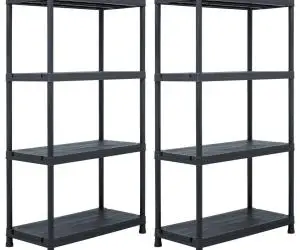 vidaXL Rafturi de depozitare, 2 buc. negru, 60 x 30 x 138 cm plastic