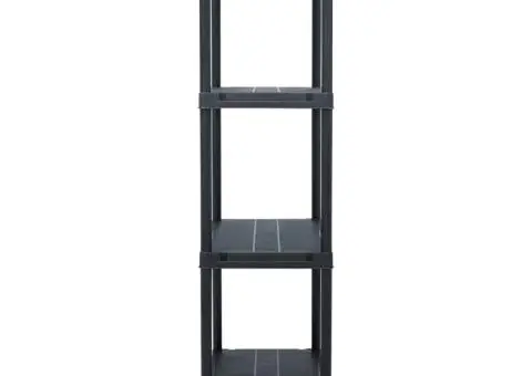 Rafturi de depozitare, 2 buc. negru, 60 x 30 x 138 cm plastic - 4/5