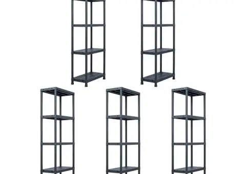 Rafturi de depozitare 5 buc. negru 60x30x180 cm plastic 125 kg - 1/5