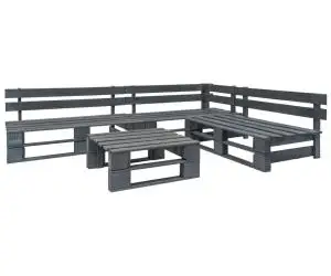 vidaXL Set mobilier de grădină din paleți, 4 piese, gri, lemn