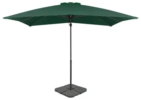 Umbrelă de soare de grădină, bază portabilă, verde - 1/5