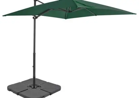 Umbrelă de soare de grădină, bază portabilă, verde - 2/5