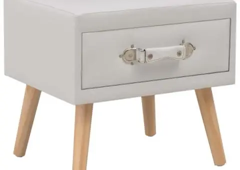 Noptiere, 2 buc., alb, 40 x 35 x 40 cm, piele ecologică - 2/5