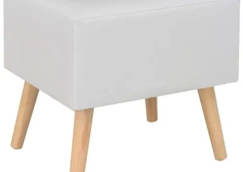 Noptiere, 2 buc., alb, 40 x 35 x 40 cm, piele ecologică - 4/5