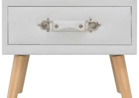 Noptiere, 2 buc., alb, 40 x 35 x 40 cm, piele ecologică - 5/5