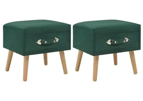 Noptiere, 2 buc., verde, 40 x 35 x 40 cm, catifea - 1/5