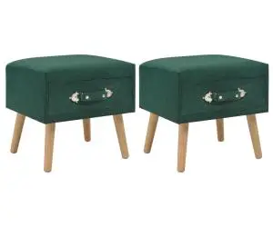 vidaXL Noptiere, 2 buc., verde, 40 x 35 x 40 cm, catifea