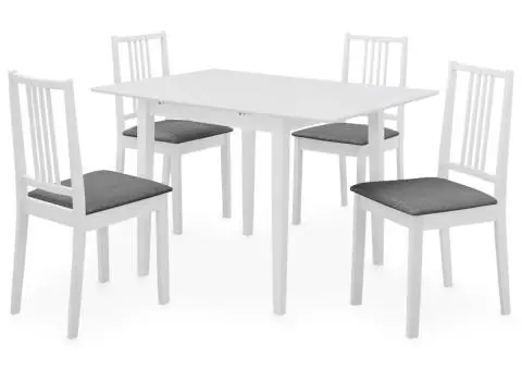 Set mobilier de bucătărie, 5 piese, alb, MDF - 1/5