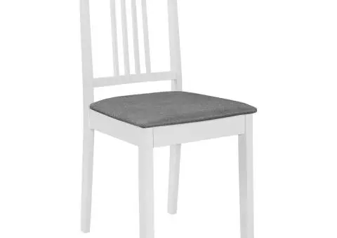 Scaune de bucătărie cu perne, 6 buc., alb, lemn masiv - 2/5