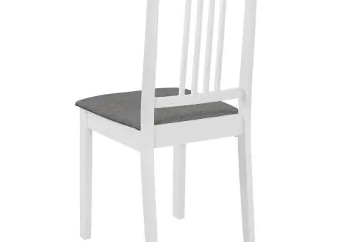 Scaune de bucătărie cu perne, 6 buc., alb, lemn masiv - 5/5