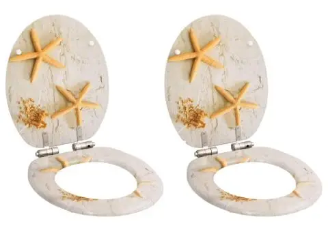 Capace WC închidere silențioasă 2 buc. MDF design stea de mare - 1/5