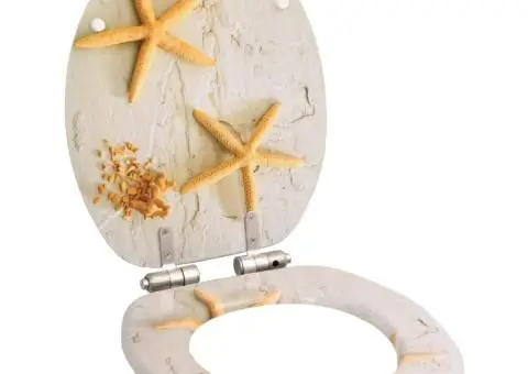 Capace WC închidere silențioasă 2 buc. MDF design stea de mare - 2/5