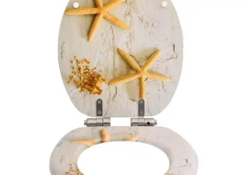 Capace WC închidere silențioasă 2 buc. MDF design stea de mare - 3/5