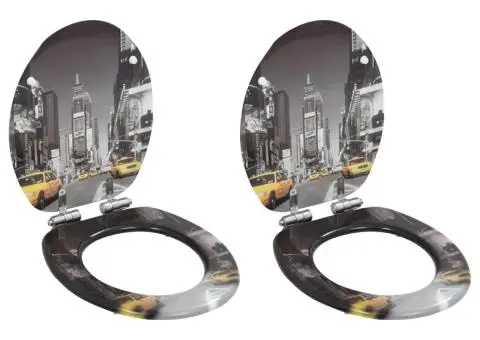 Capace WC cu închidere silențioasă 2 buc. MDF design New York - 1/5