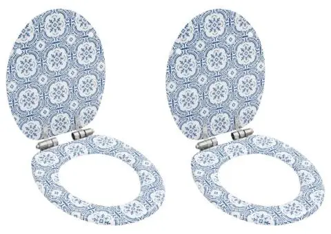 Capace WC cu închidere silențioasă 2 buc. MDF design porțelan - 1/5