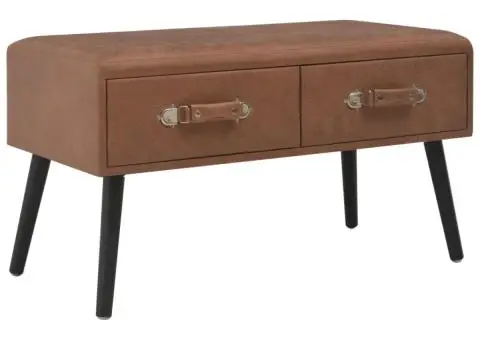 Banchetă cu sertare, 80 cm, maro închis, piele ecologică - 1/5