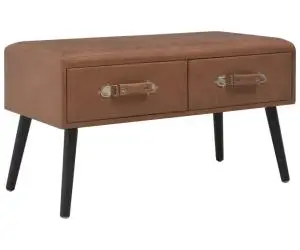 vidaXL Banchetă cu sertare, 80 cm, maro închis, piele ecologică