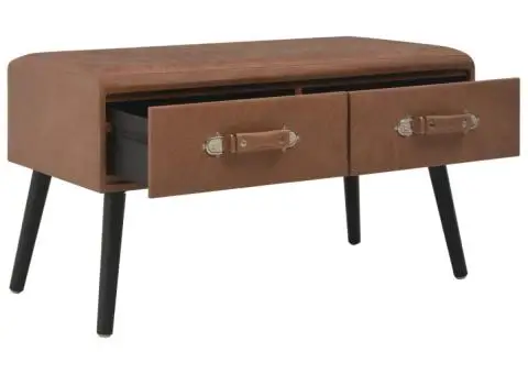 Banchetă cu sertare, 80 cm, maro închis, piele ecologică - 2/5