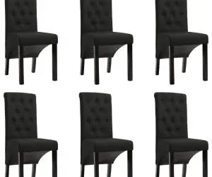 vidaXL Scaune de sufragerie, 6 buc. negru, material textil