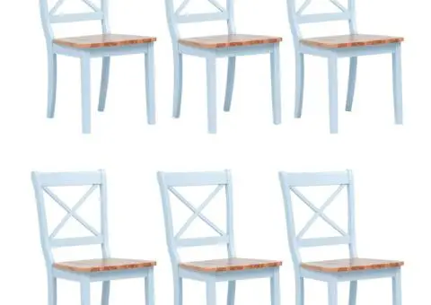 Scaune de bucătărie, 6 buc., gri/natural, lemn masiv de hevea - 1/5