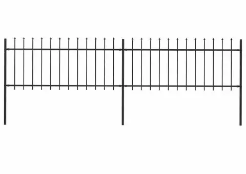 Gard de grădină cu vârf suliță, negru, 3,4 m, oțel - 1/5