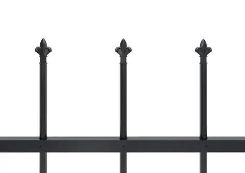 Gard de grădină cu vârf suliță, negru, 3,4 m, oțel - 4/5