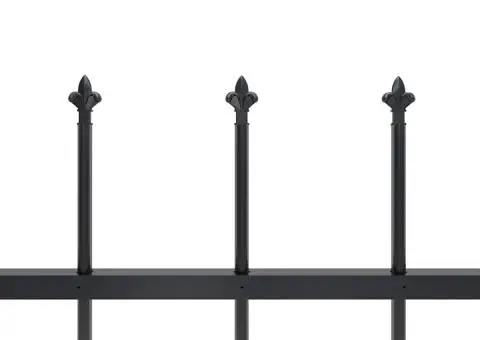 Gard de grădină cu vârf suliță, negru, 8,5 m, oțel - 4/5