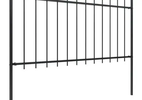 Gard de grădină cu vârf suliță, negru, 11,9 m, oțel - 2/5