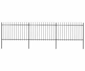 vidaXL Gard de grădină cu vârf suliță, negru, 5,1 m, oțel