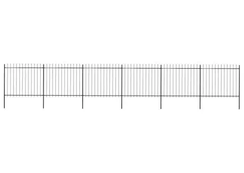 Gard de grădină cu vârf suliță, negru, 10,2 m, oțel - 1/5