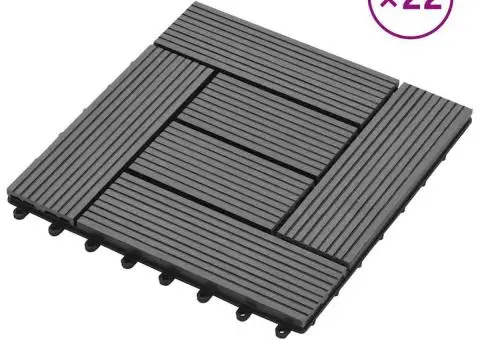 Plăci de pardoseală, 22 buc., gri, 30 x 30 cm, WPC, 2 mp - 1/5