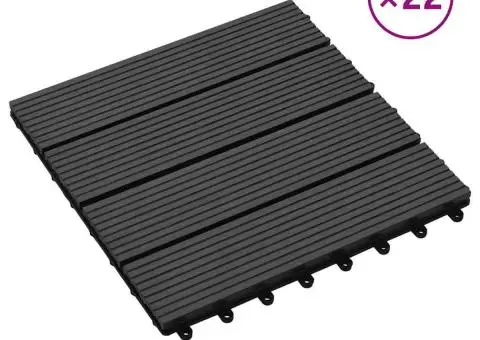 Plăci de pardoseală, 22 buc., negru, 30 x 30 cm, WPC, 2 mp - 1/5
