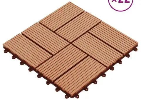 Plăci de pardoseală, 22 buc., culoare tec, 30x30 cm, WPC, 2 mp - 1/5