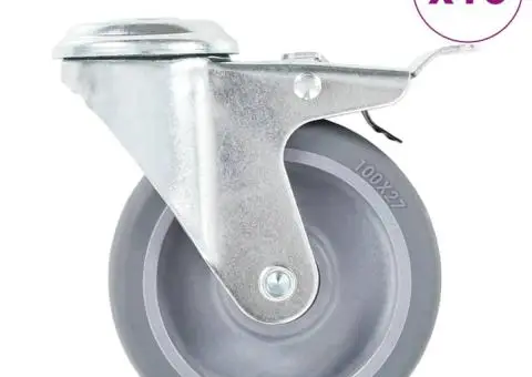 Roți pivotante cu gaură pentru șurub, 16 buc., 100 mm - 1/5