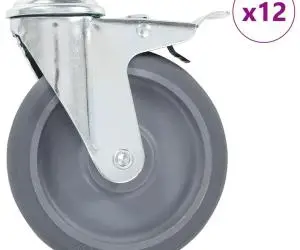 vidaXL Roți pivotante cu gaură pentru șurub, 12 buc., 125 mm