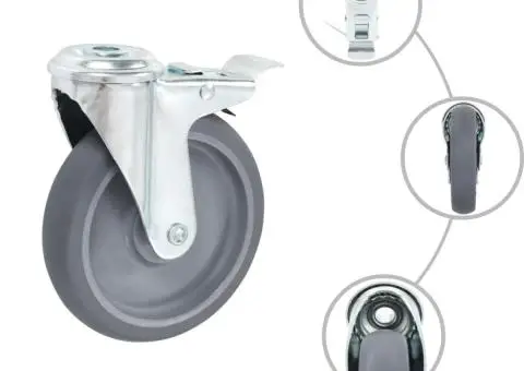 Roți pivotante cu gaură pentru șurub, 12 buc., 125 mm - 2/5